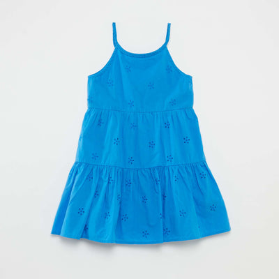 Robe unie à bretelles tressées BLEU
