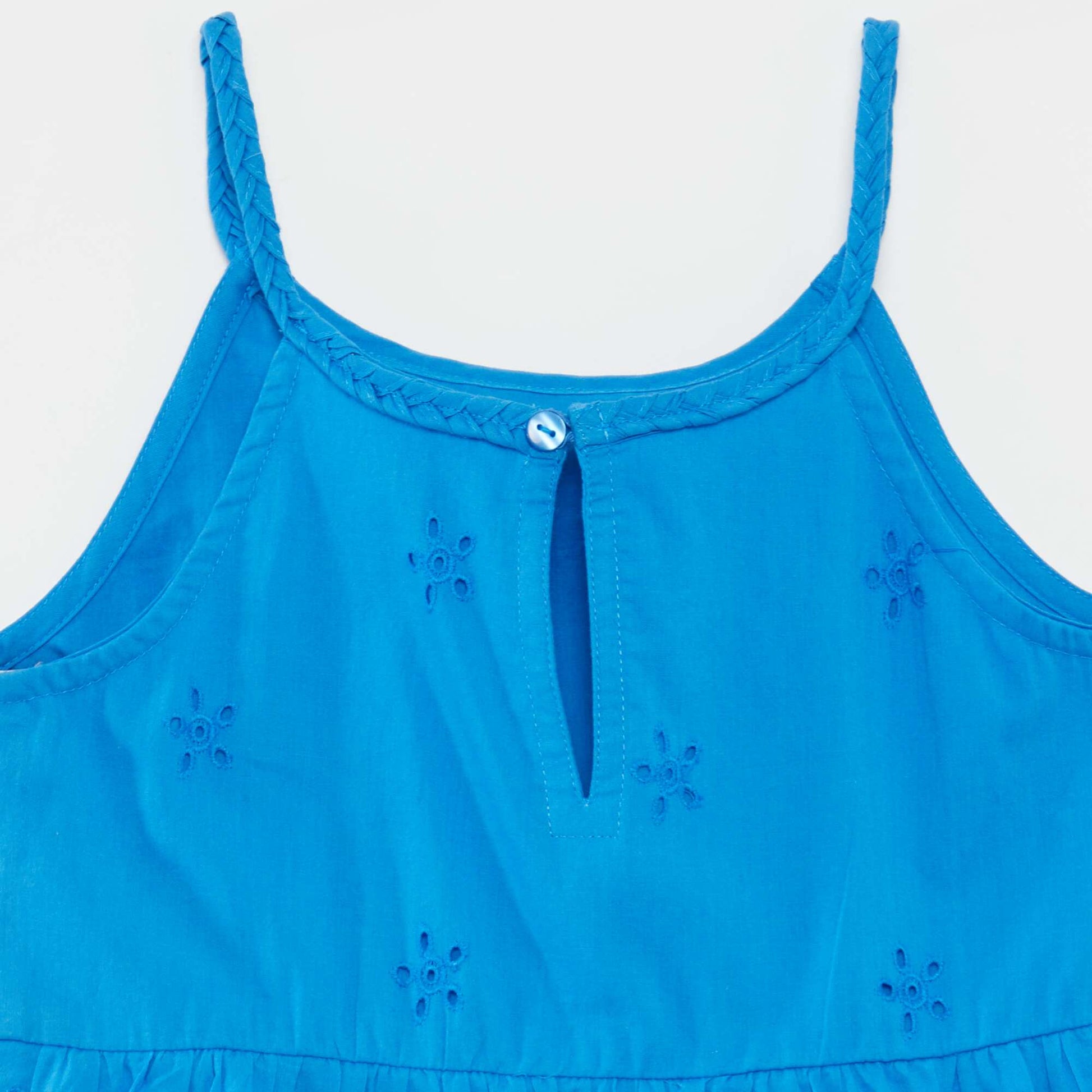 Robe unie à bretelles tressées BLEU