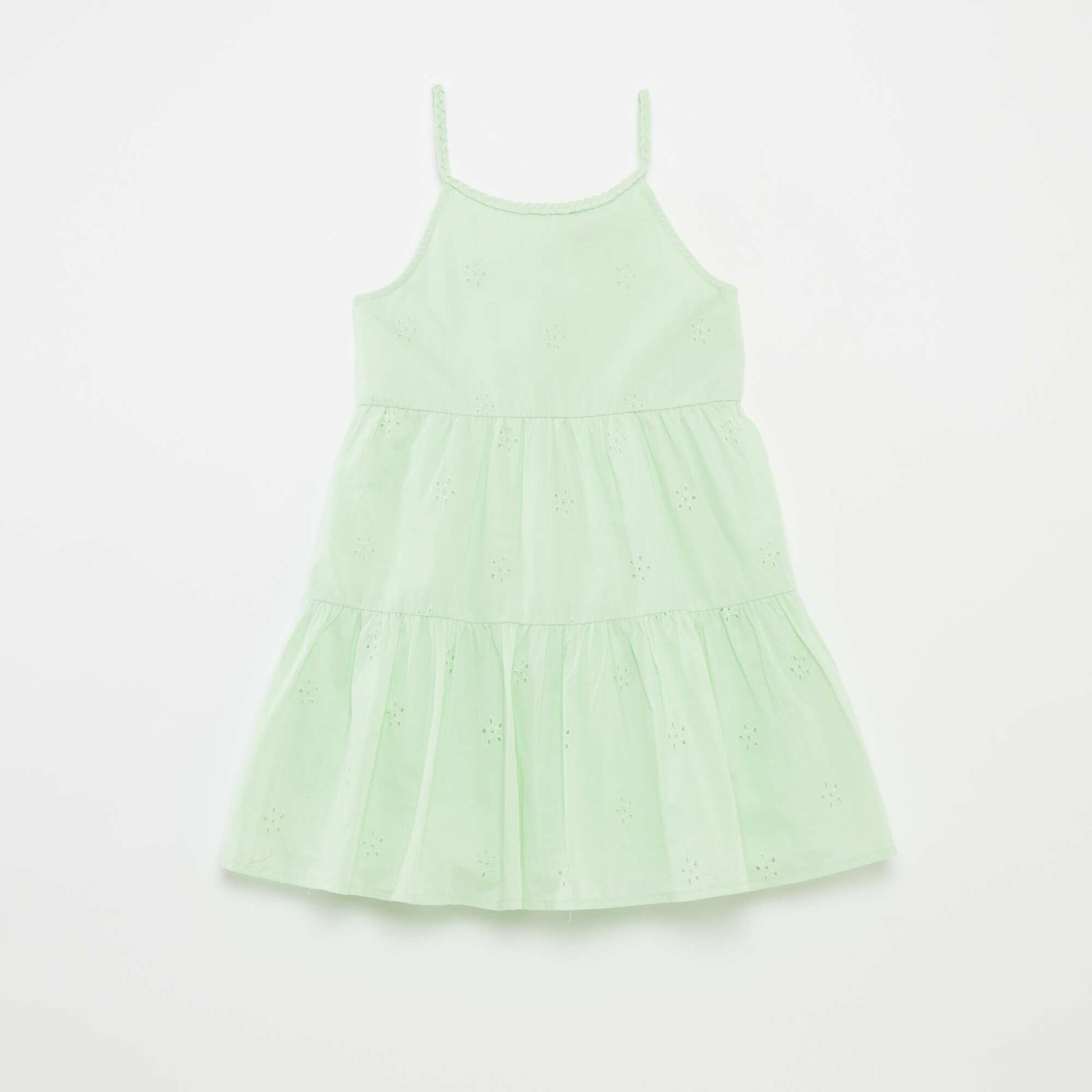 Robe unie à bretelles tressées VERT