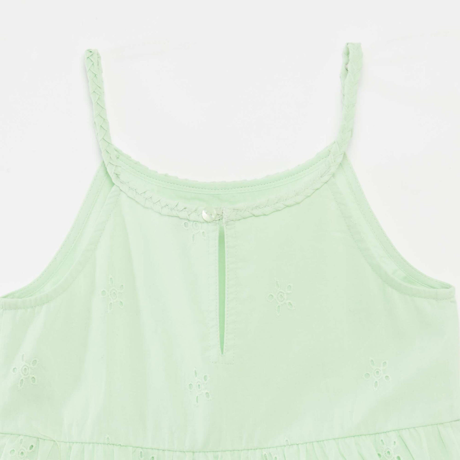 Robe unie à bretelles tressées VERT