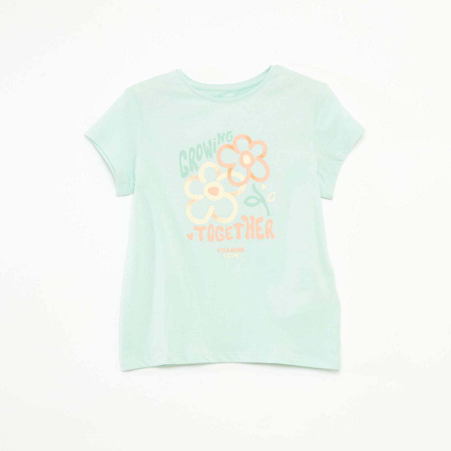 T-shirt imprimé manches courtes et col rond VERT