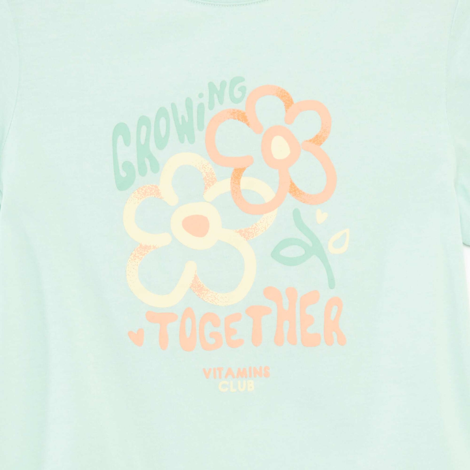 T-shirt imprimé manches courtes et col rond VERT