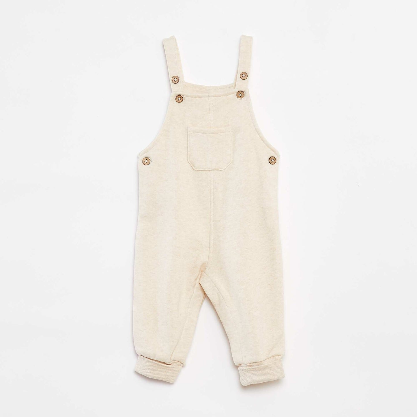 Salopette longue en molleton avec bretelles ajustables BEIGE