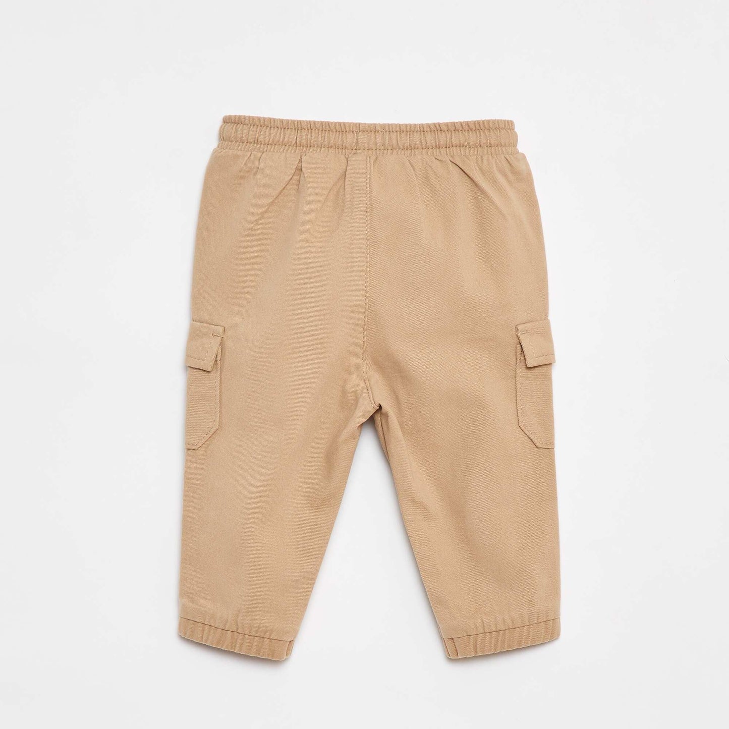 Pantalon jogger en twill avec poches à rabat BEIGE