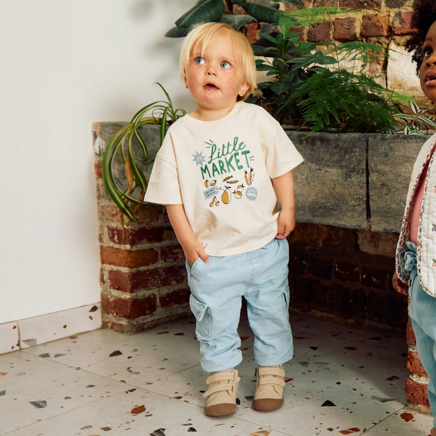 Pantalon jogging en denim avec poches BLEU