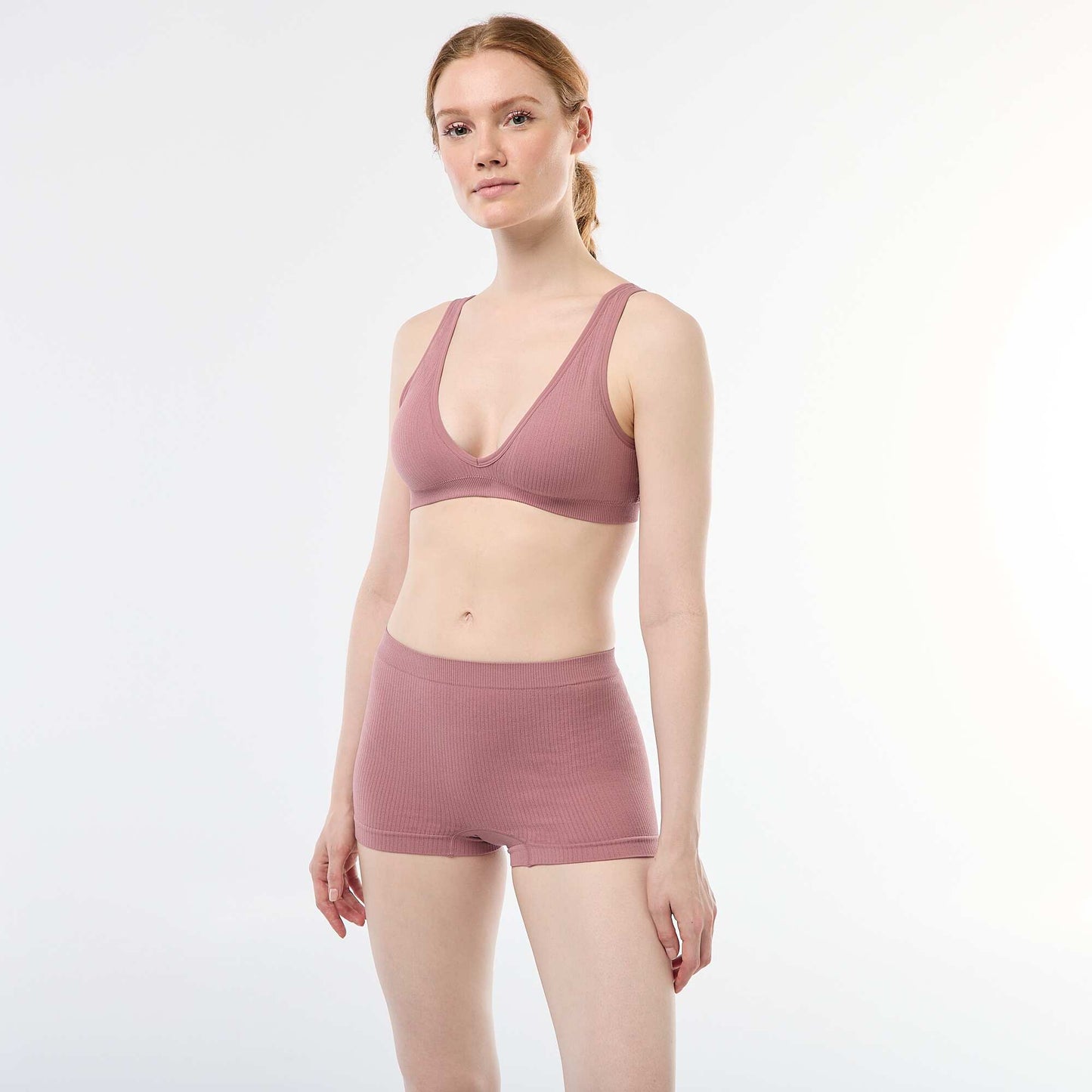Lot de 2 shorties en maille côtelée ROSE