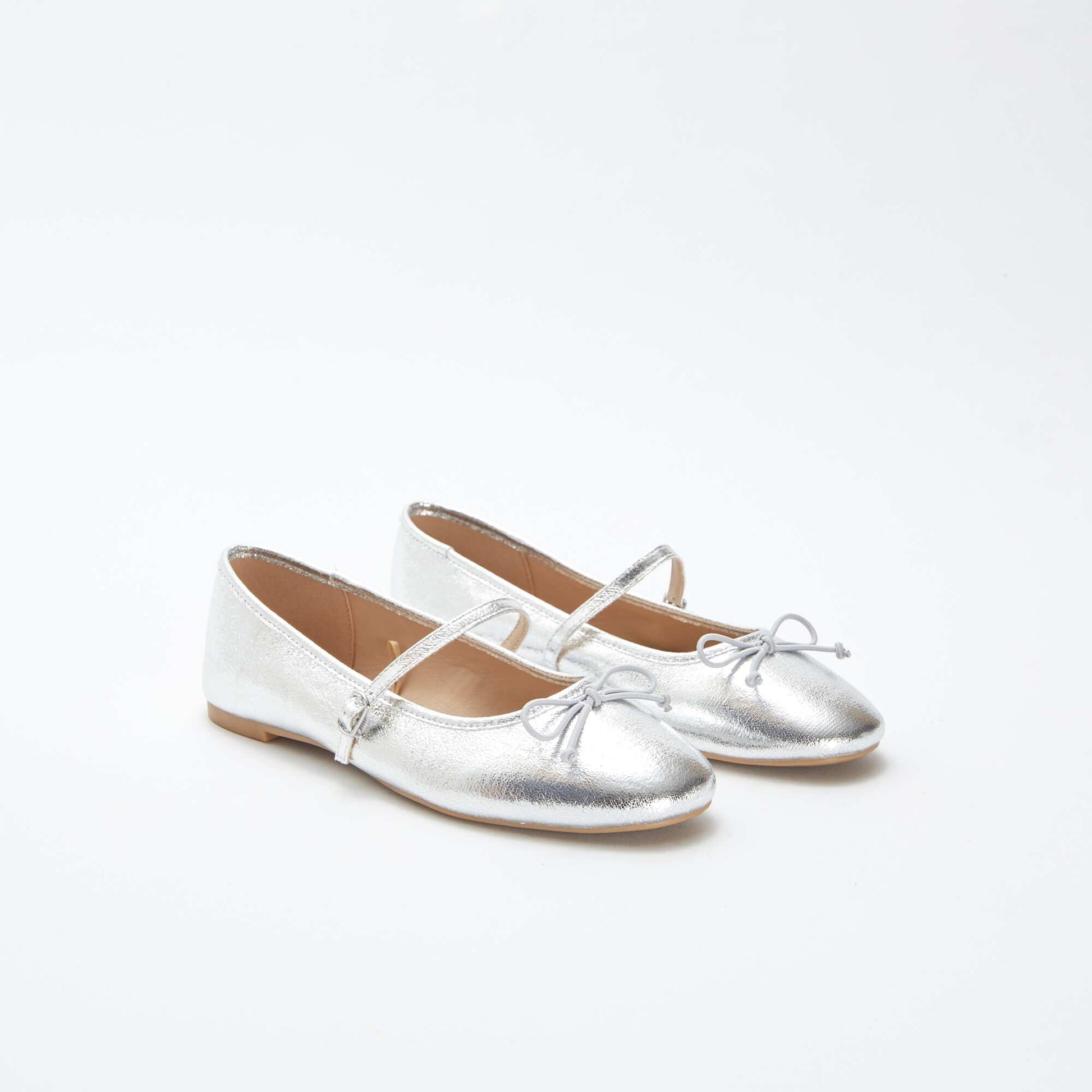 Ballerines à paillettes avec nœud fantaisiste GRIS
