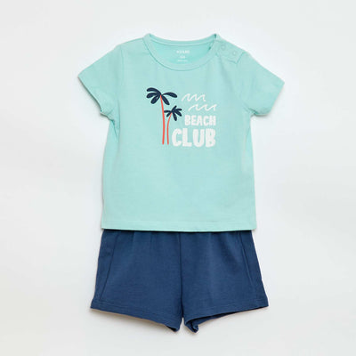 Ensemble t-shirt avec imprimé + short - 2 pièces BLEU