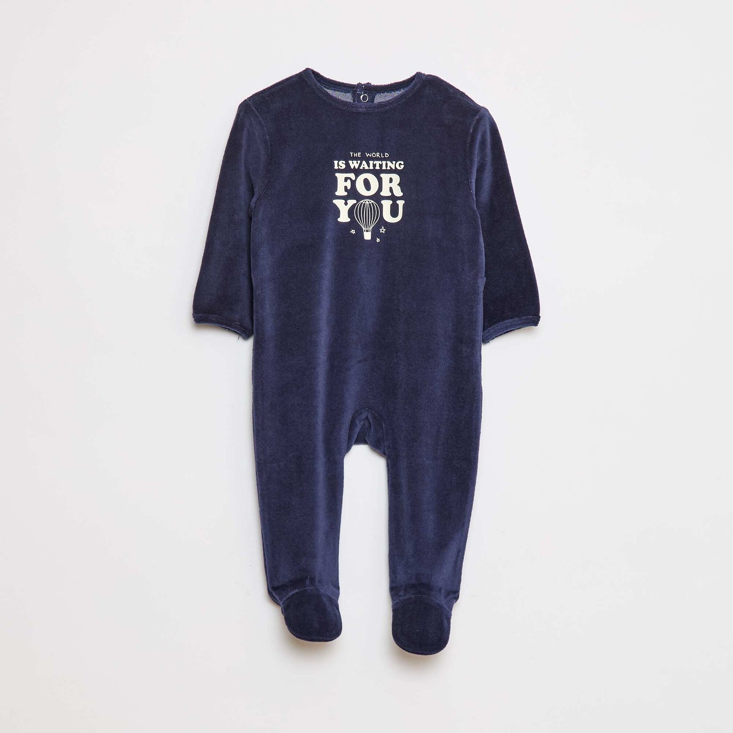 Pyjama en polaire avec pieds et animation devant BLEU