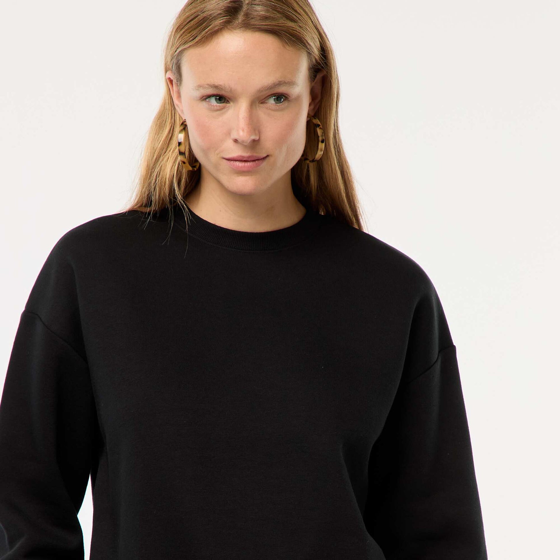 Sweat uni en molleton chaud NOIR
