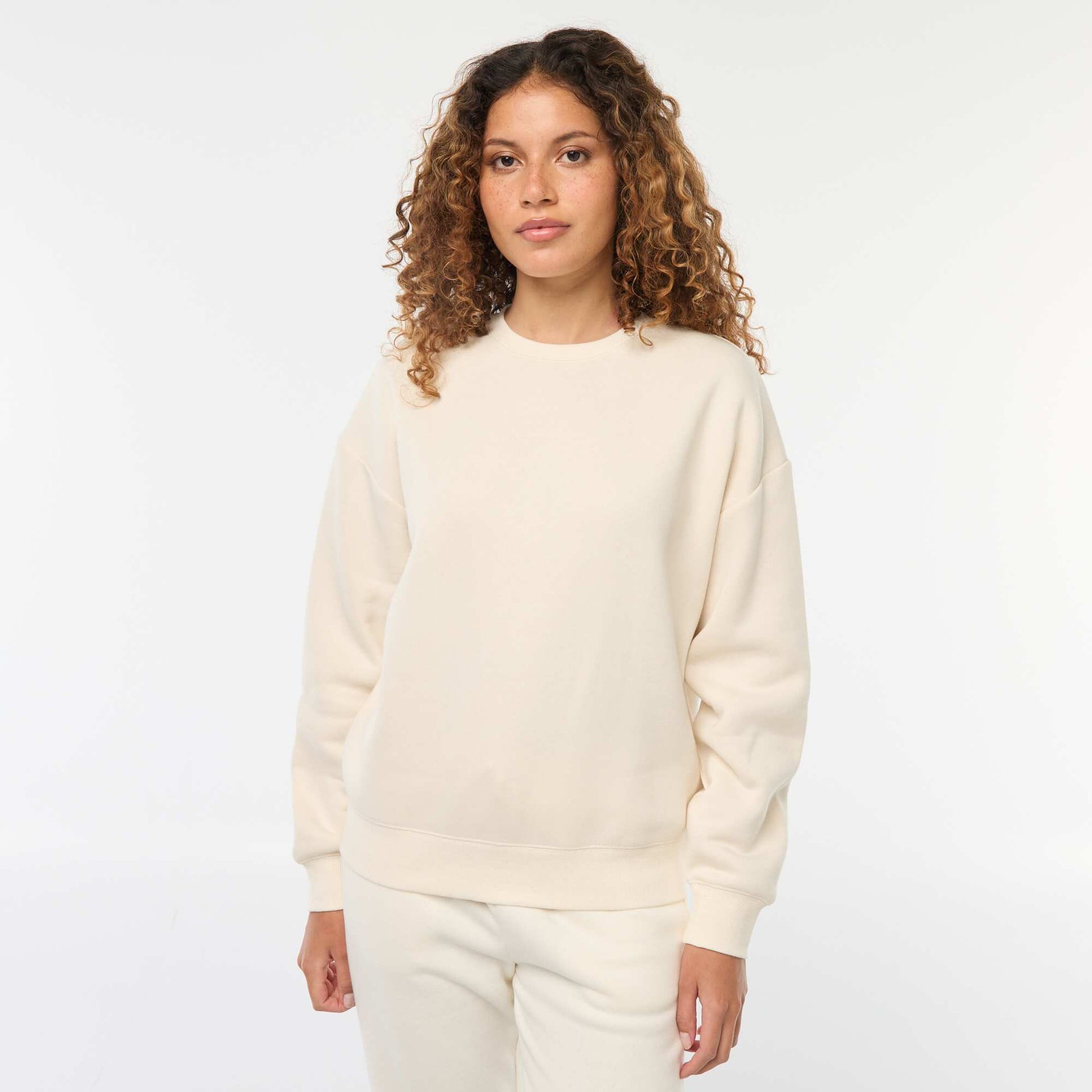 Sweat uni en molleton chaud CRèME