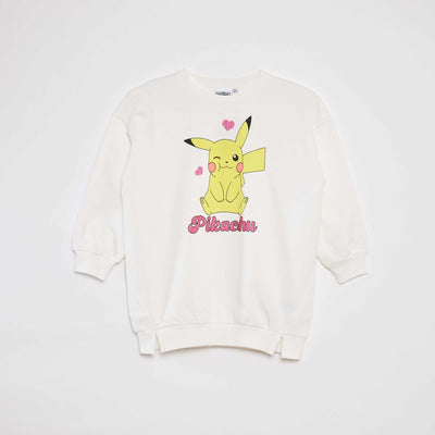 Robe sweat 'Pikachu' 'Pokémon' imprimée BLANC