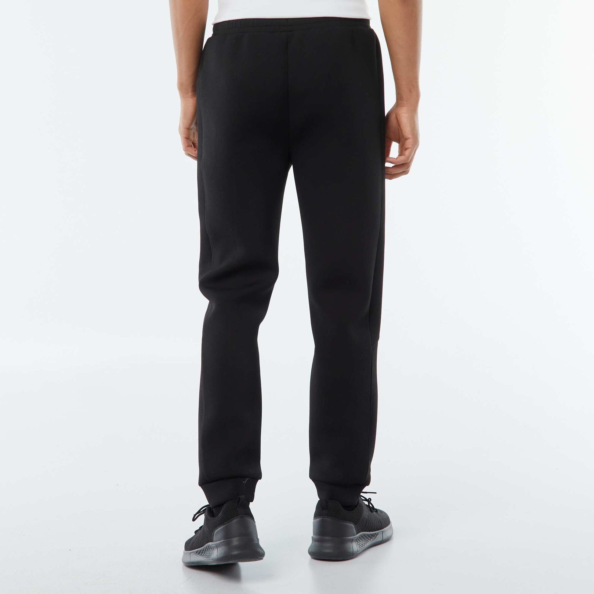 Jogging en molleton type néoprène avec poches zippées NOIR