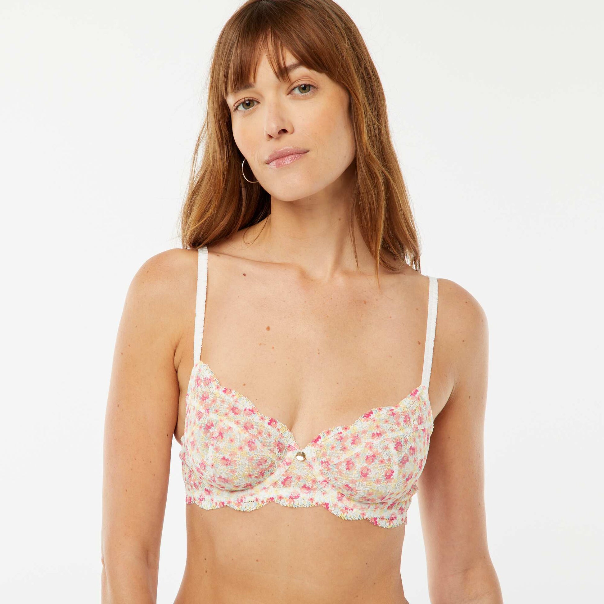 Soutien-gorge corbeille en dentelle fleurie ROSE