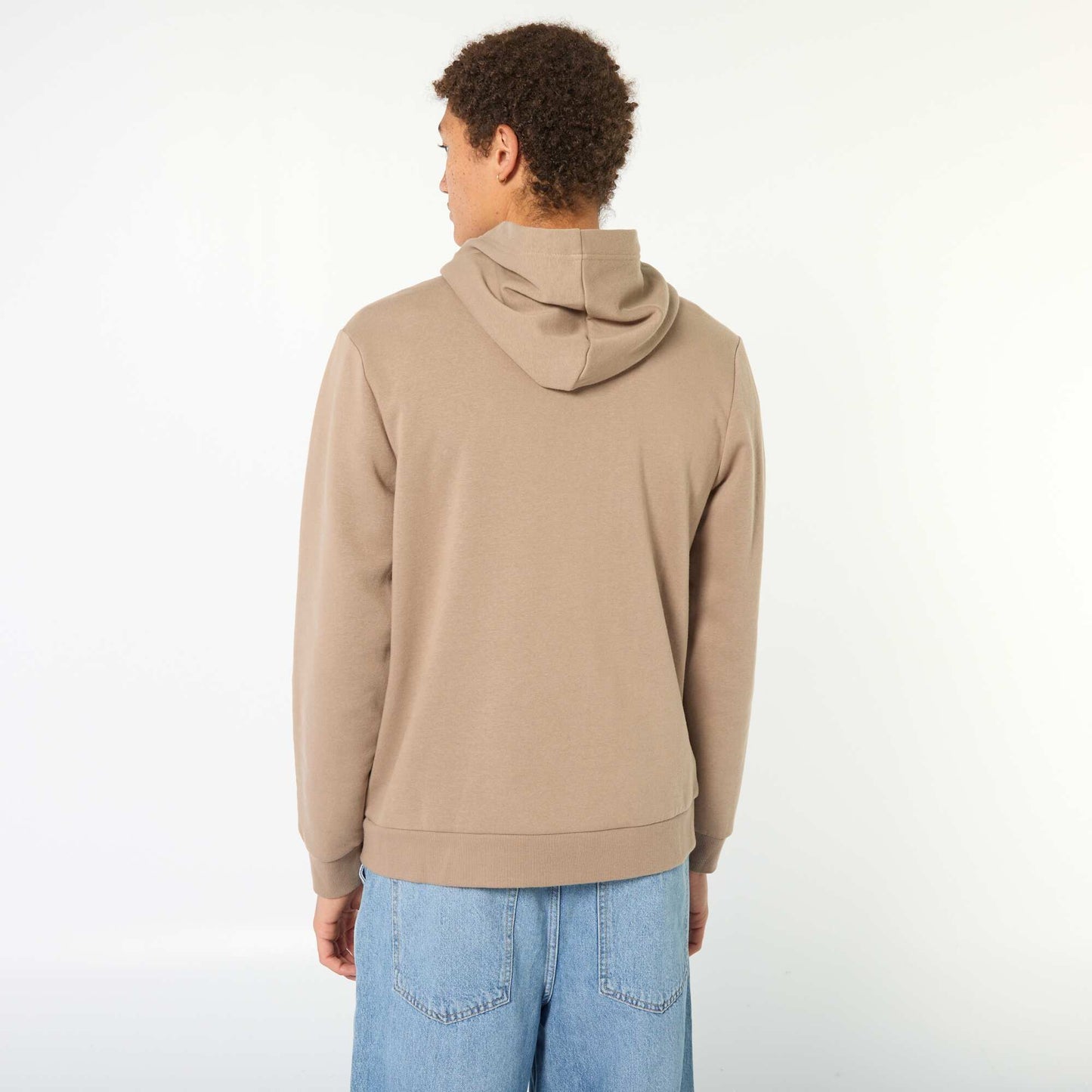 Sweat imprimé fantaisie en coton uni BEIGE