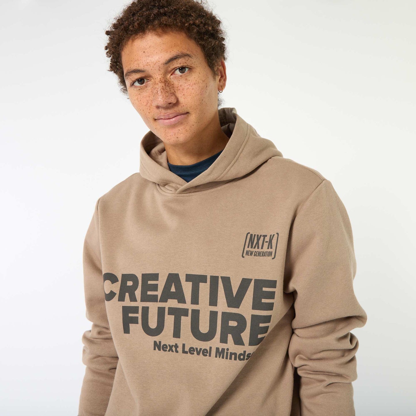 Sweat imprimé fantaisie en coton uni BEIGE