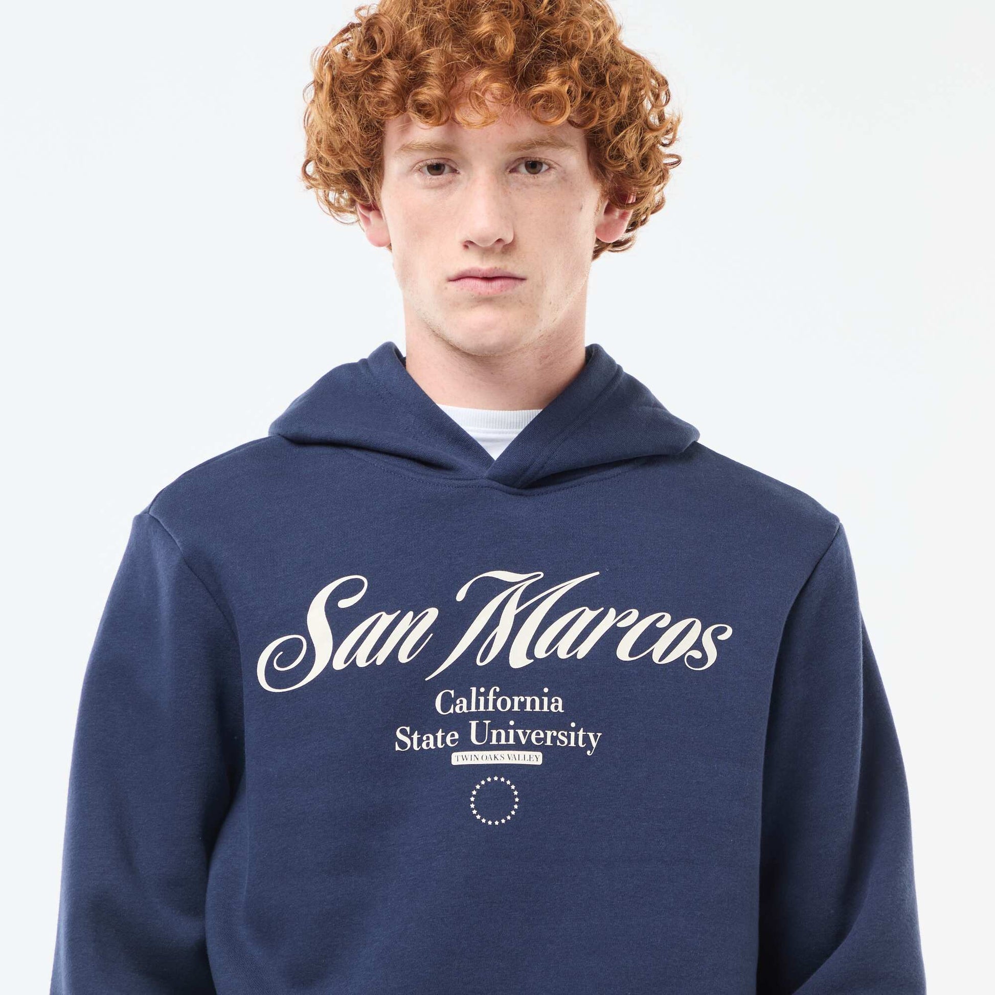 Sweat imprimé fantaisie en coton uni BLEU