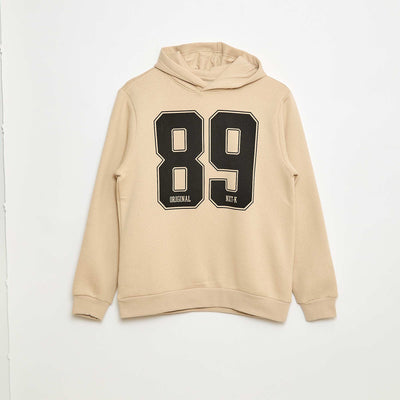 Sweat imprimé fantaisie en coton uni BEIGE