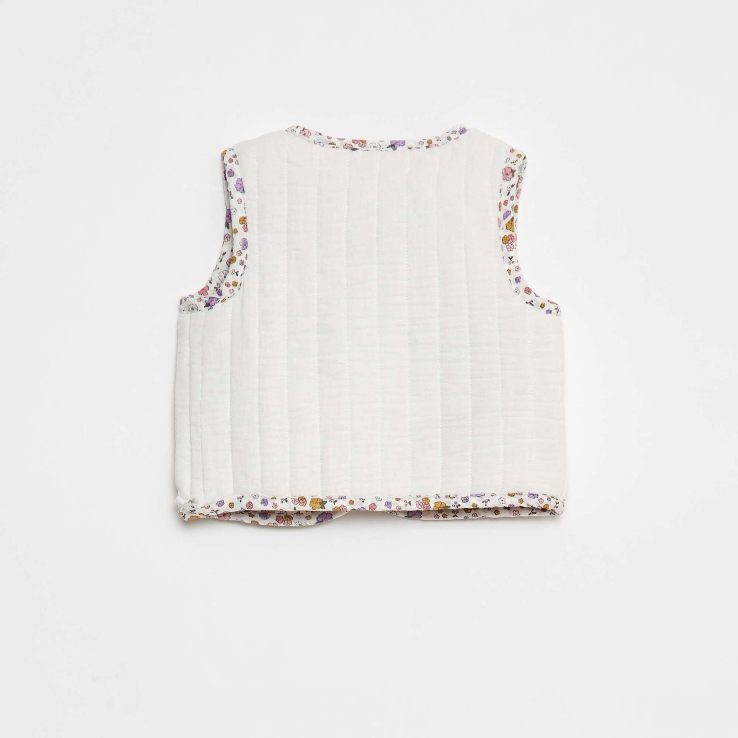 Gilet sans manches à motif floral BLANC
