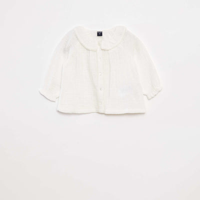 Blouse plumetis en gaze de coton BLANC