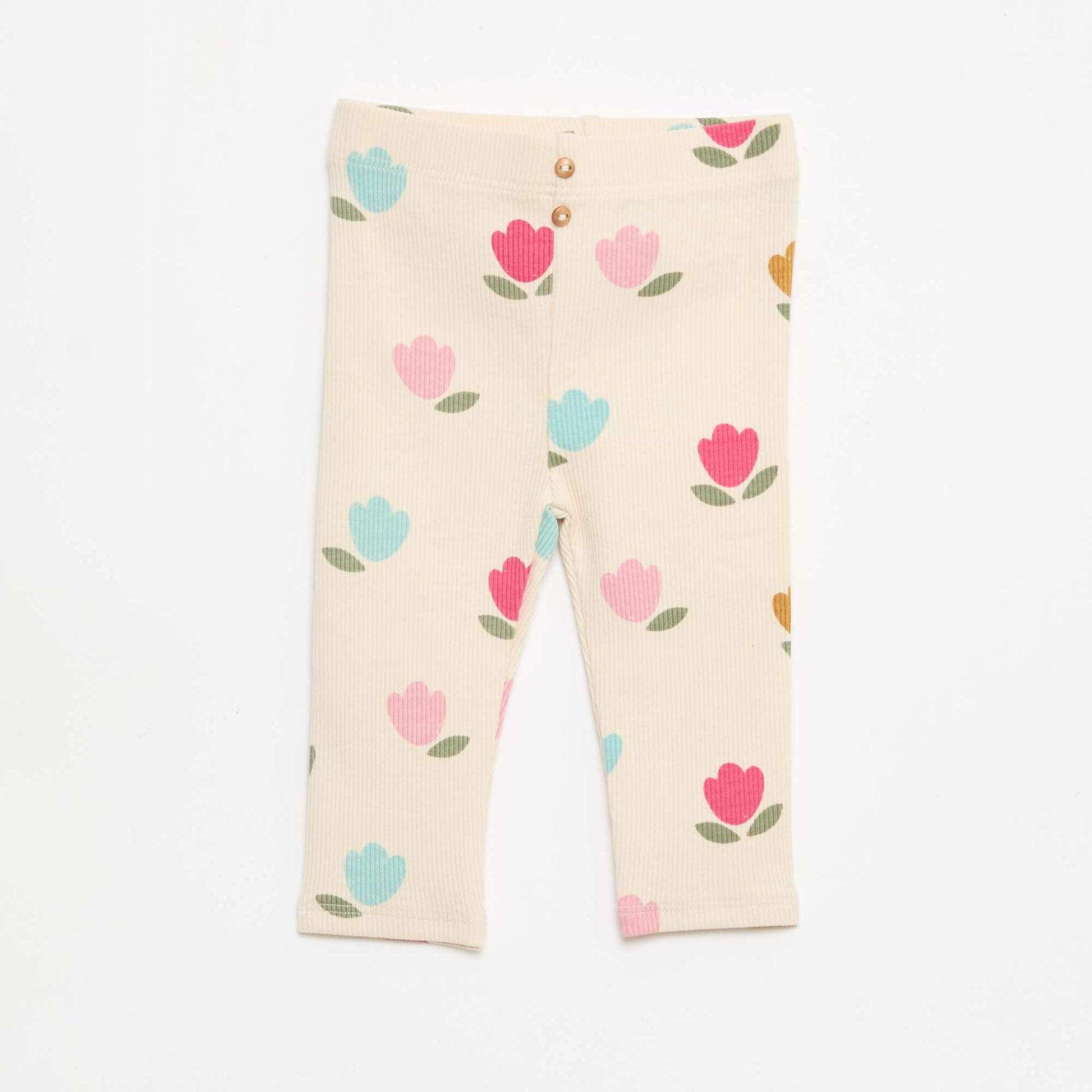 Legging long côtelé à motif BLANC