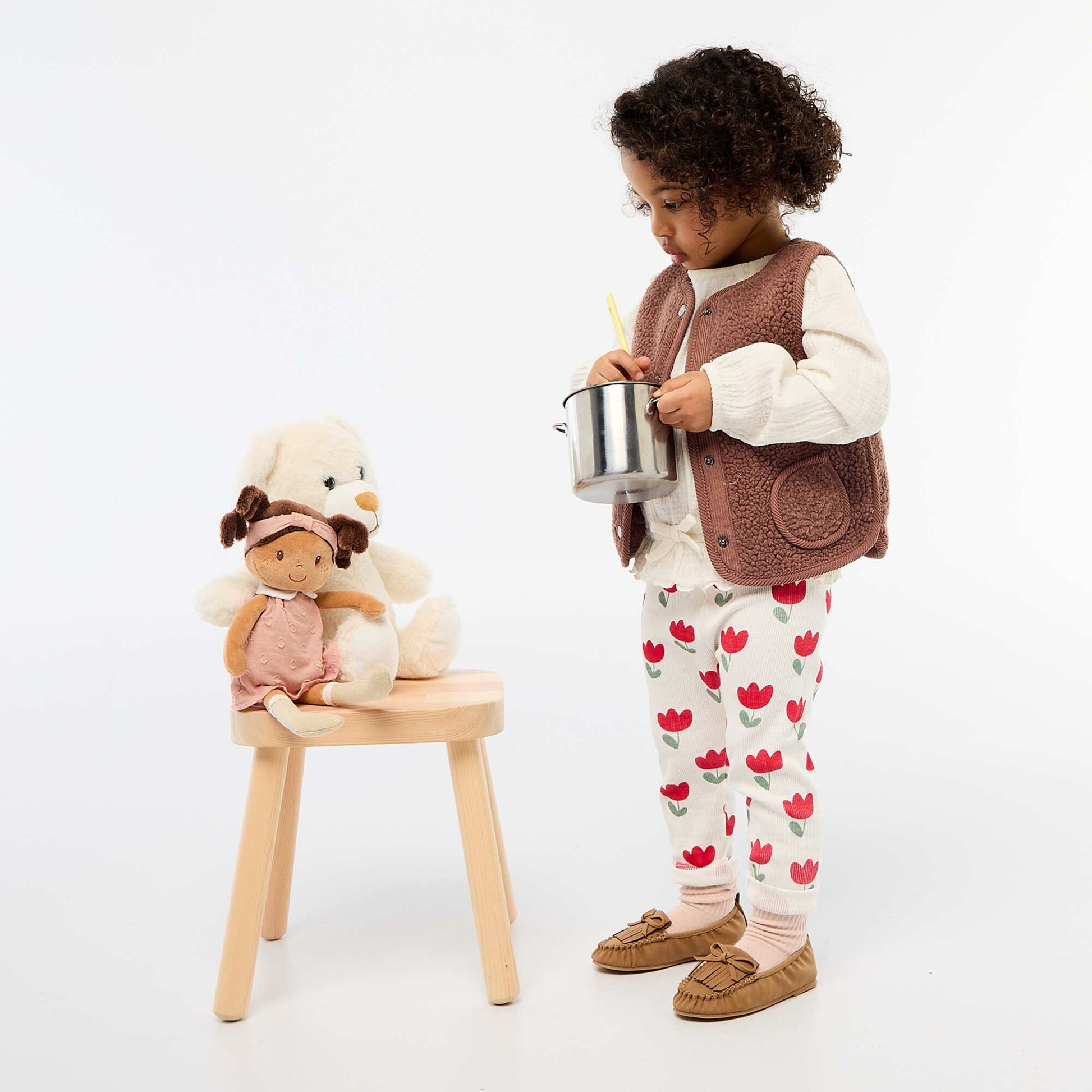 Legging long côtelé à motif BLANC