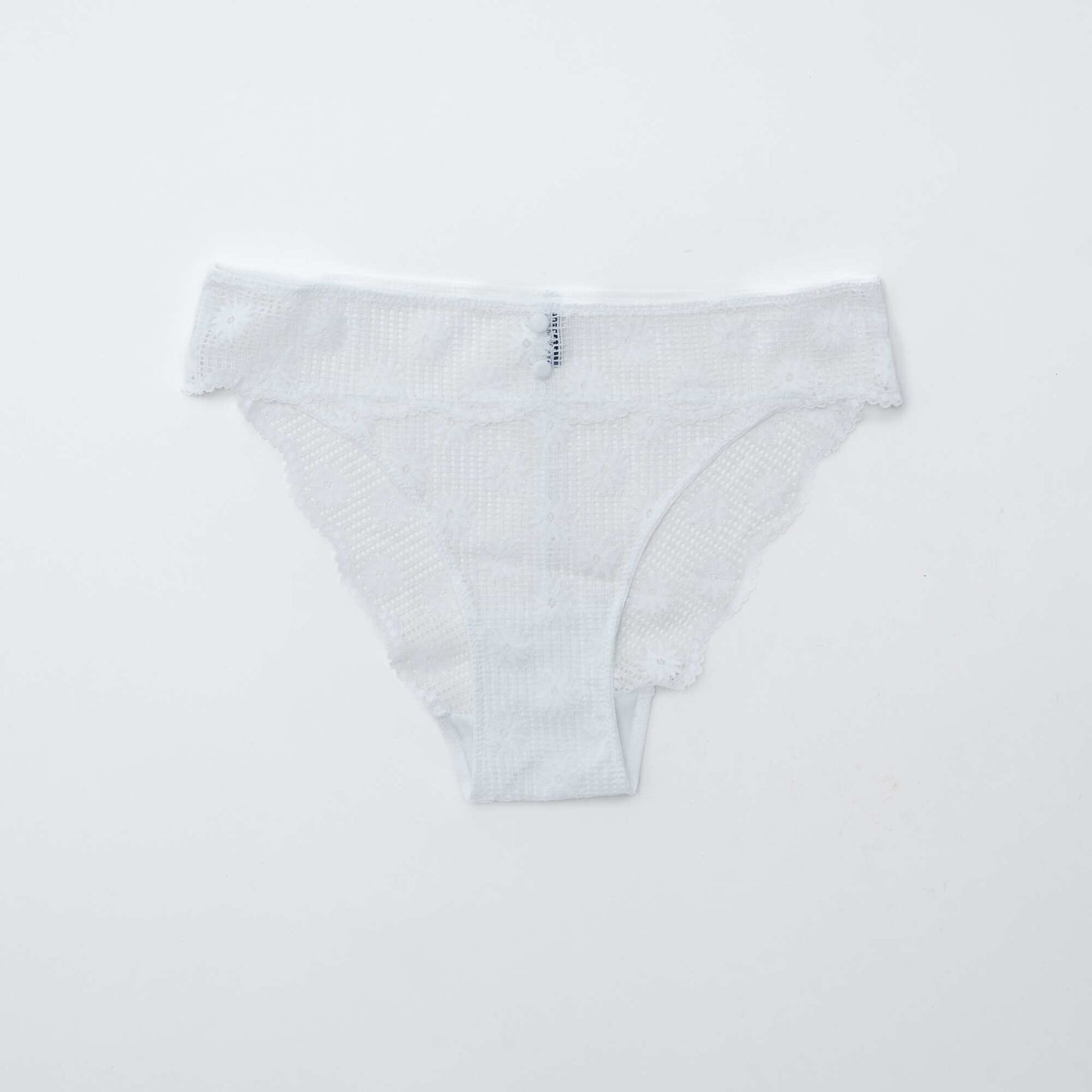 Culotte en dentelle ajourée fleurie BLANC