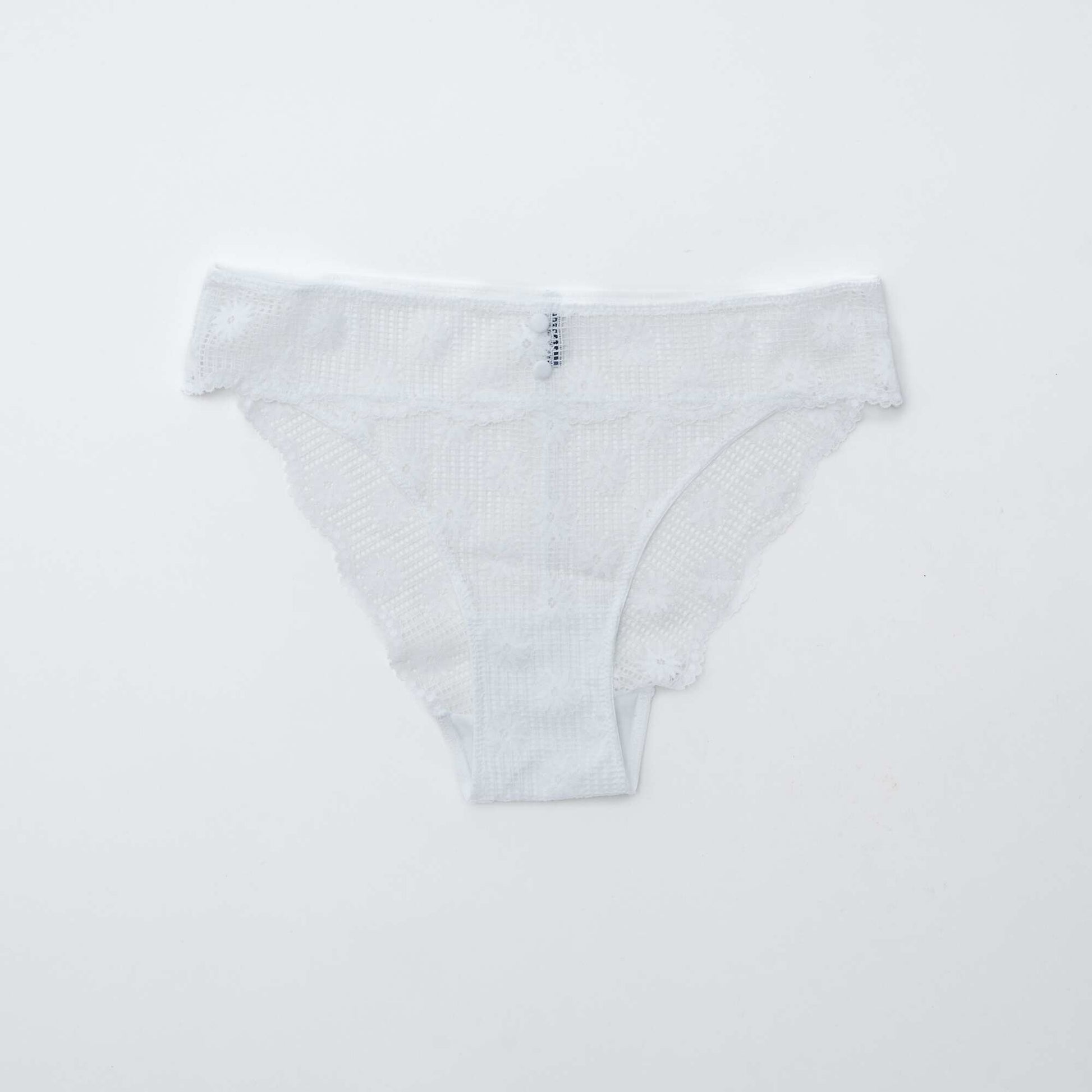 Culotte en dentelle ajourée fleurie BLANC