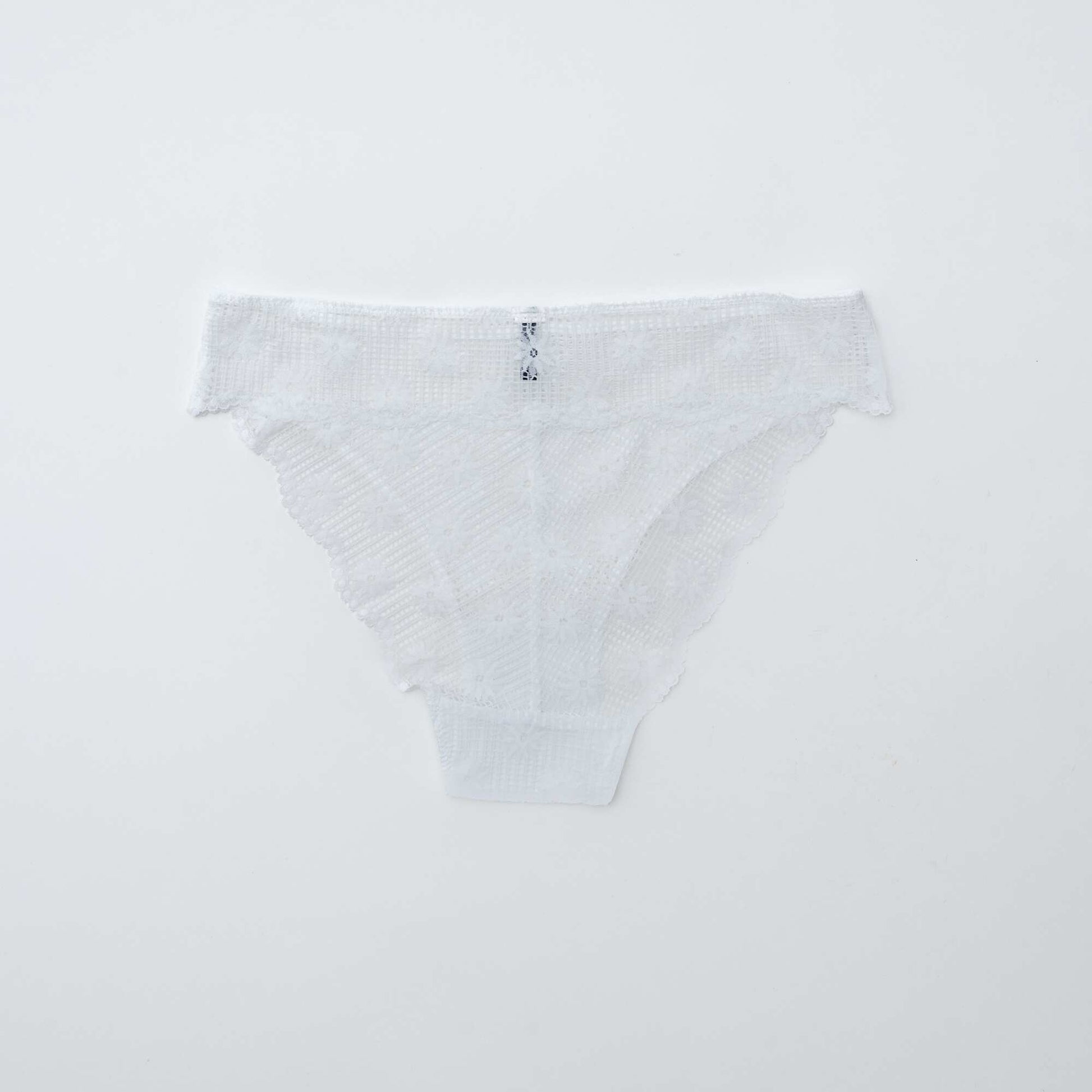 Culotte en dentelle ajourée fleurie BLANC