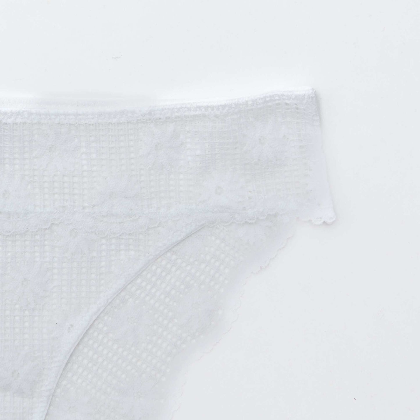 Culotte en dentelle ajourée fleurie BLANC