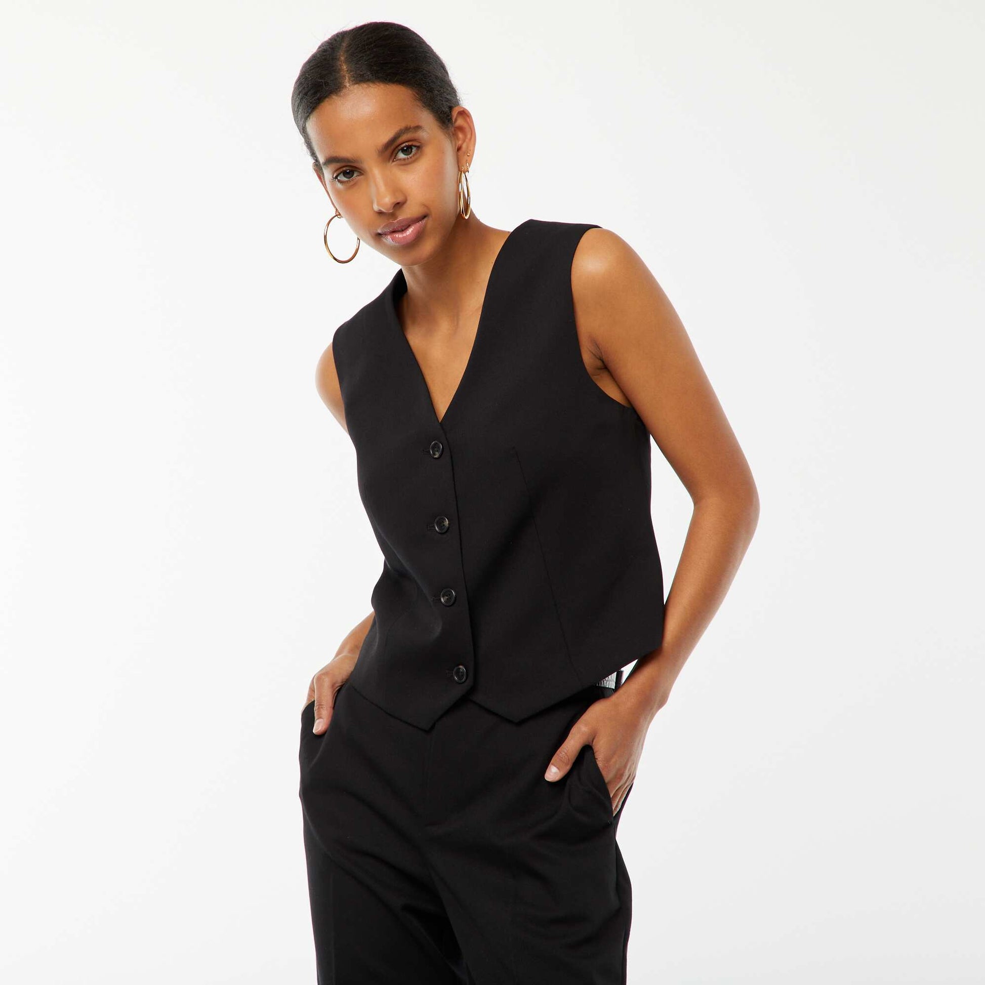 Gilet boutonné sans manches NOIR