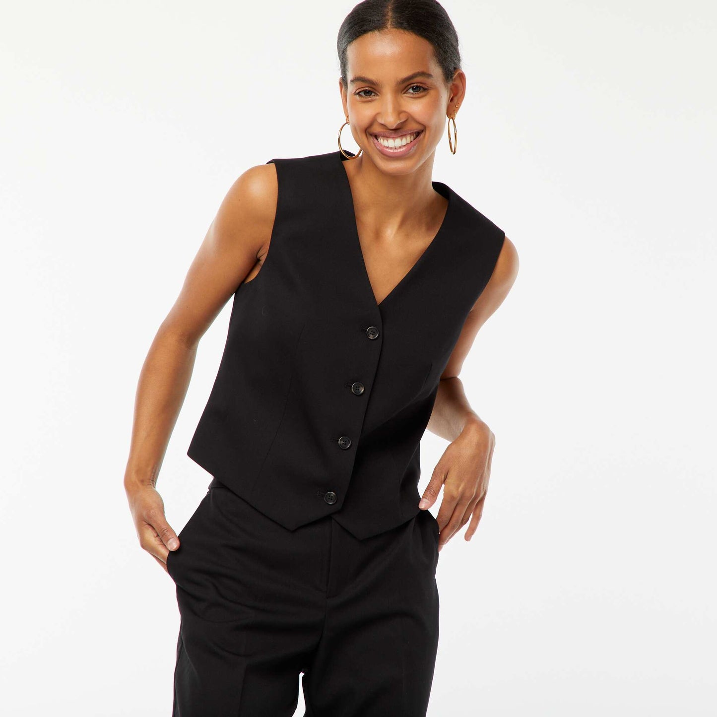 Gilet boutonné sans manches NOIR