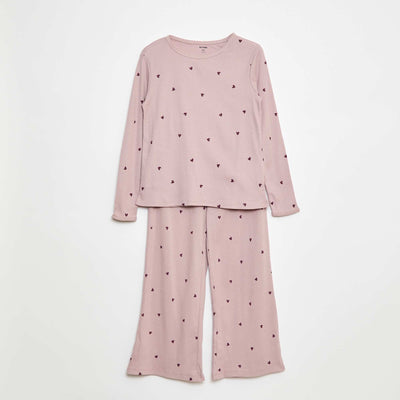 Pyjama long imprimé rayé - 2 pièces VIOLET