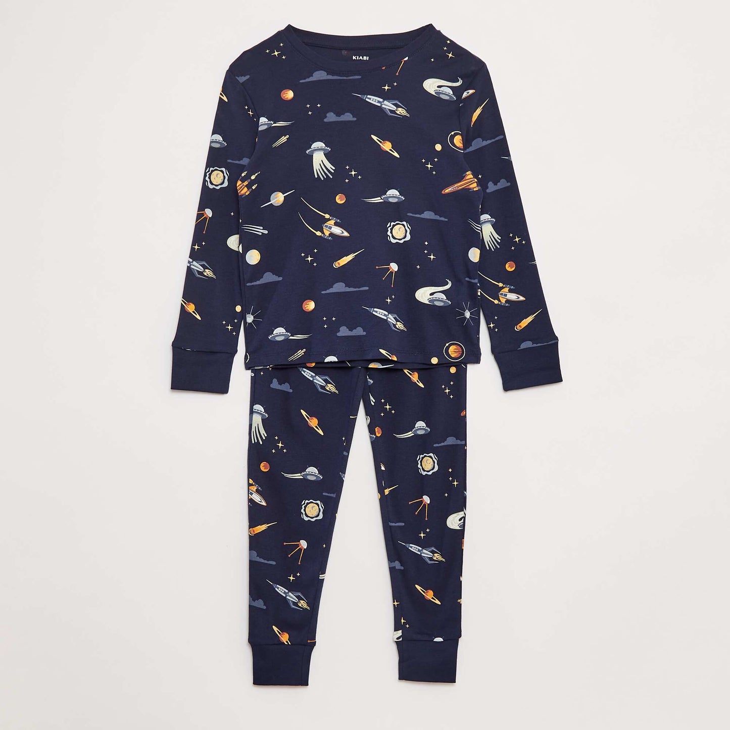 Ensemble pyjama long t-shirt + pantalon avec motif all over BLEU