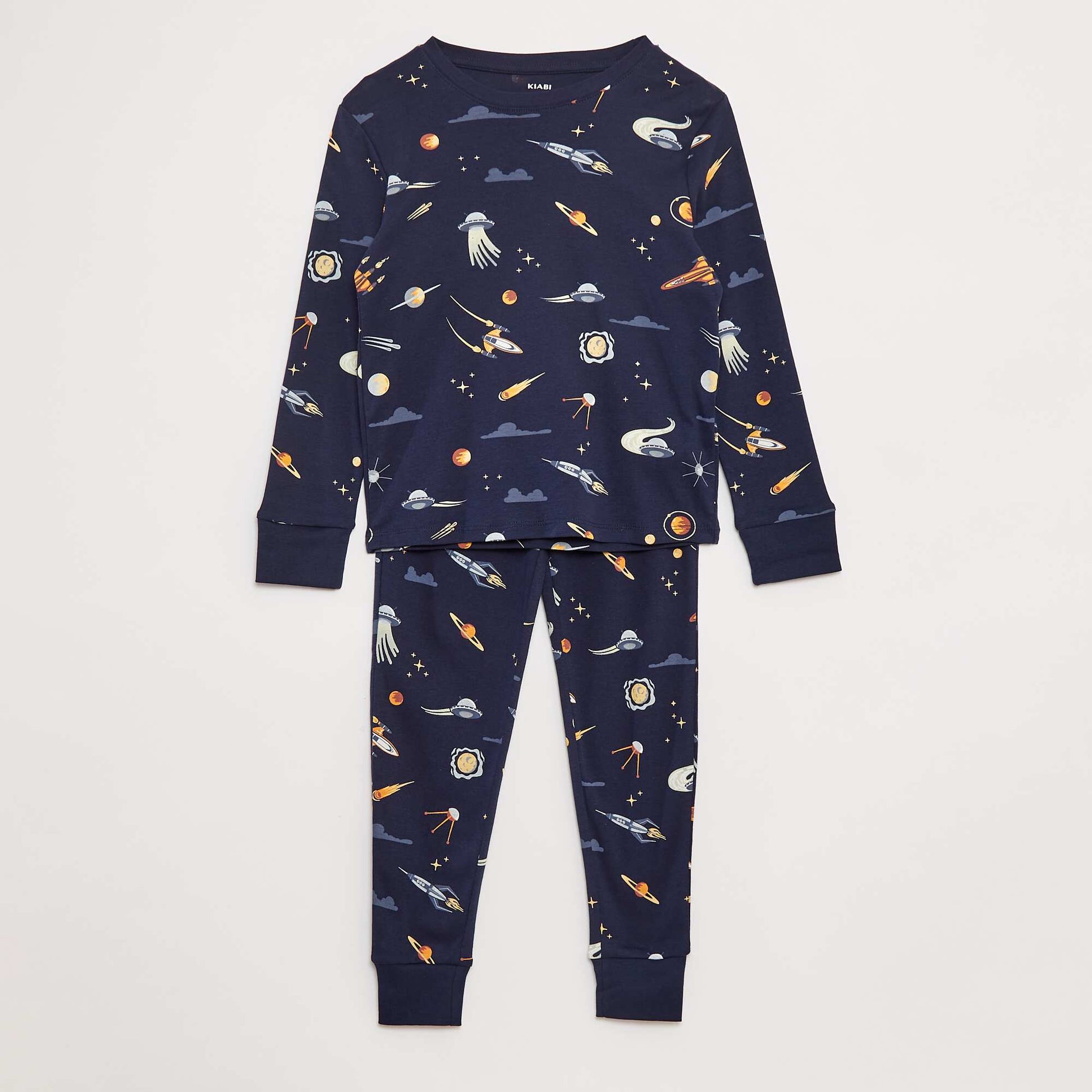 Ensemble pyjama long t-shirt + pantalon avec motif all over BLEU