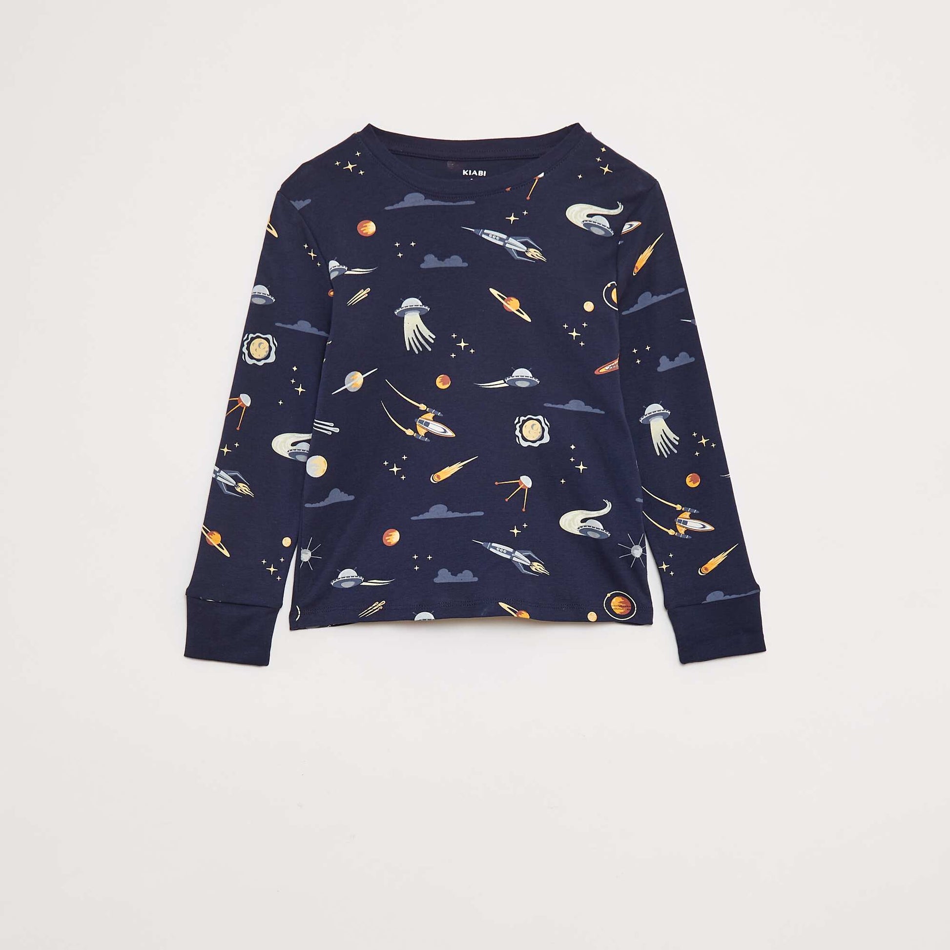 Ensemble pyjama long t-shirt + pantalon avec motif all over BLEU