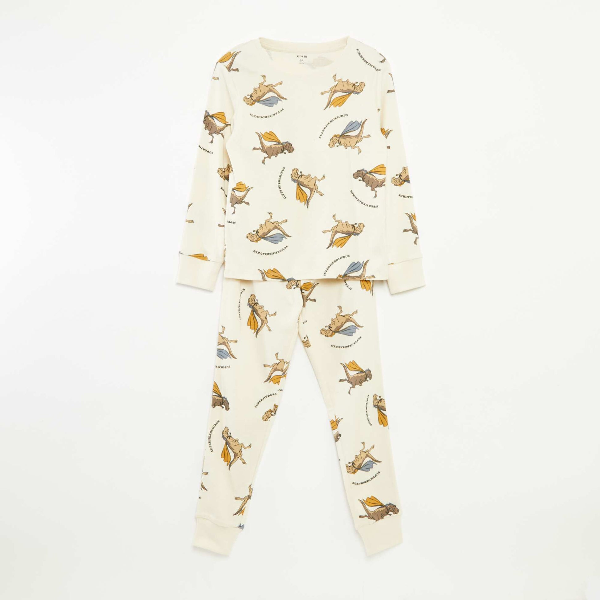 Ensemble pyjama long t-shirt + pantalon avec motif all over BEIGE