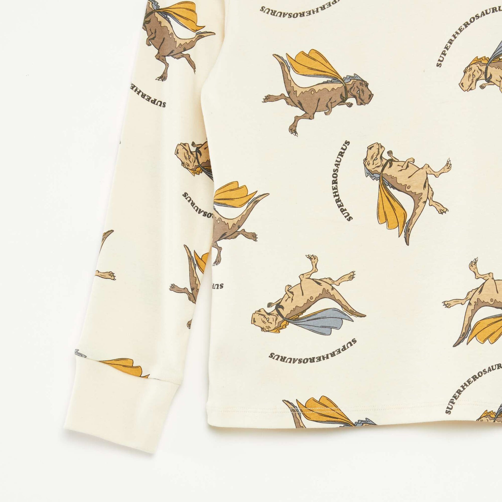 Ensemble pyjama long t-shirt + pantalon avec motif all over BEIGE