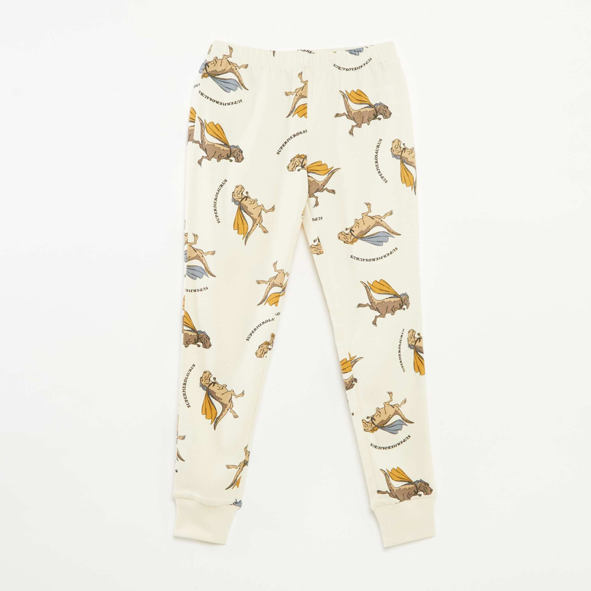 Ensemble pyjama long t-shirt + pantalon avec motif all over BEIGE