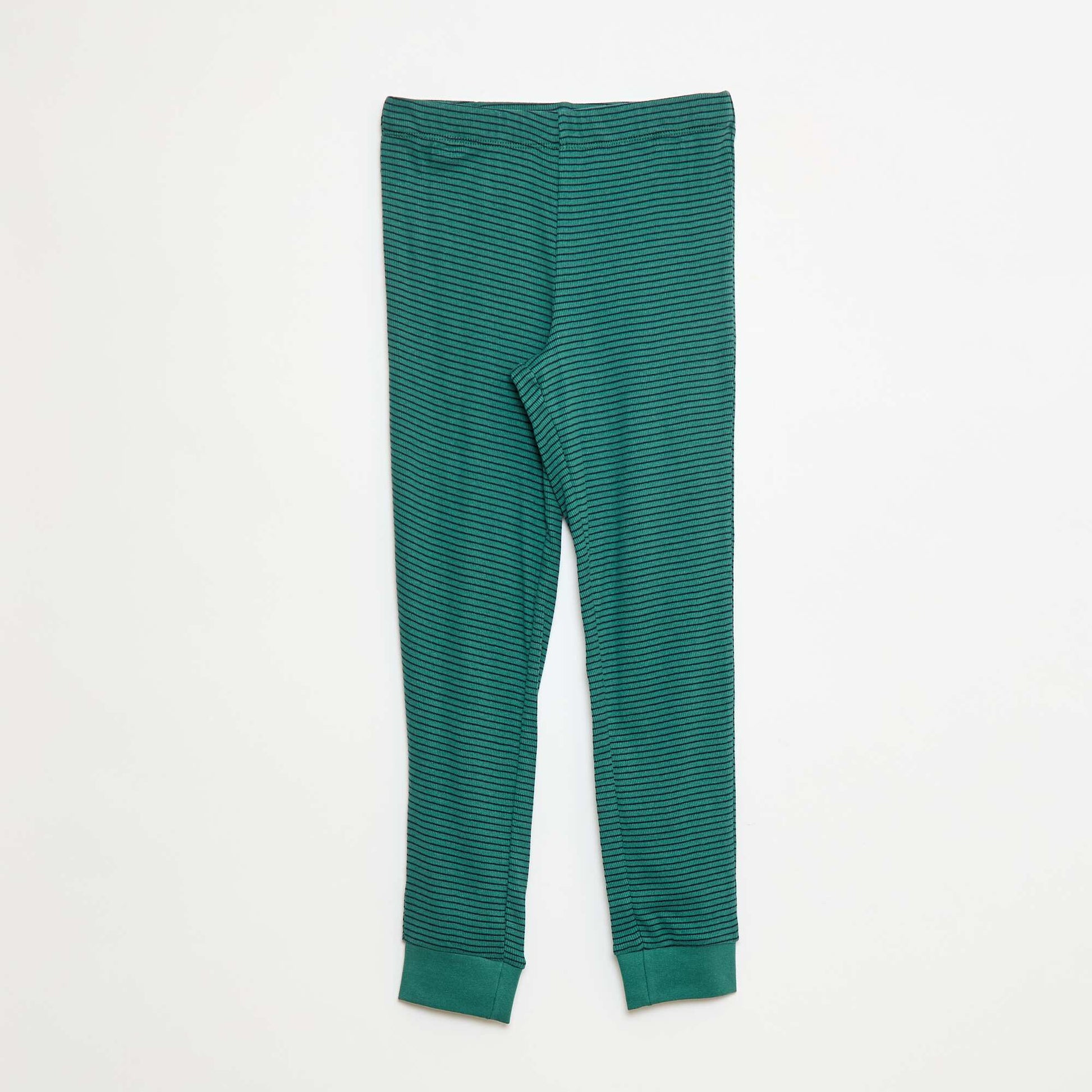 Ensemble de pyjama t-shirt + pantalon côtelés - 2 pièces VERT