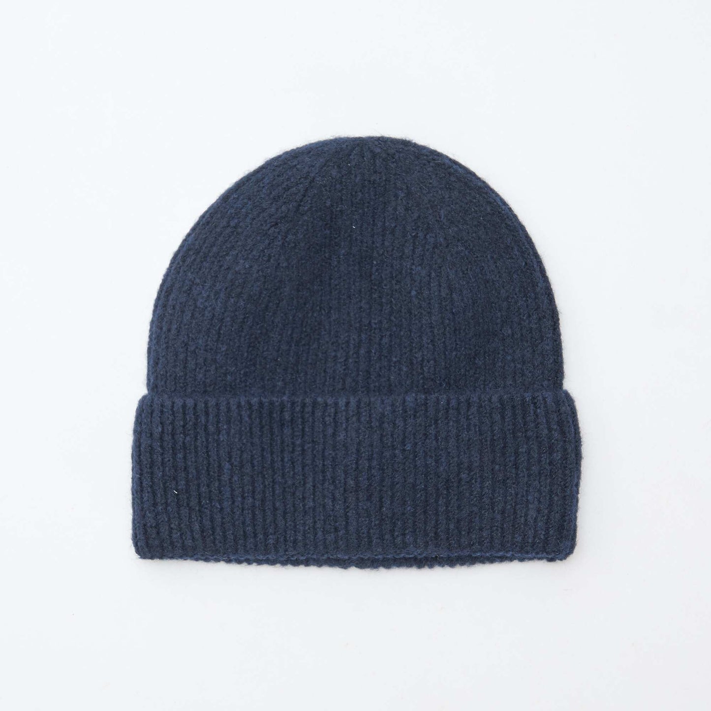 Bonnet côtelé avec revers BLEU