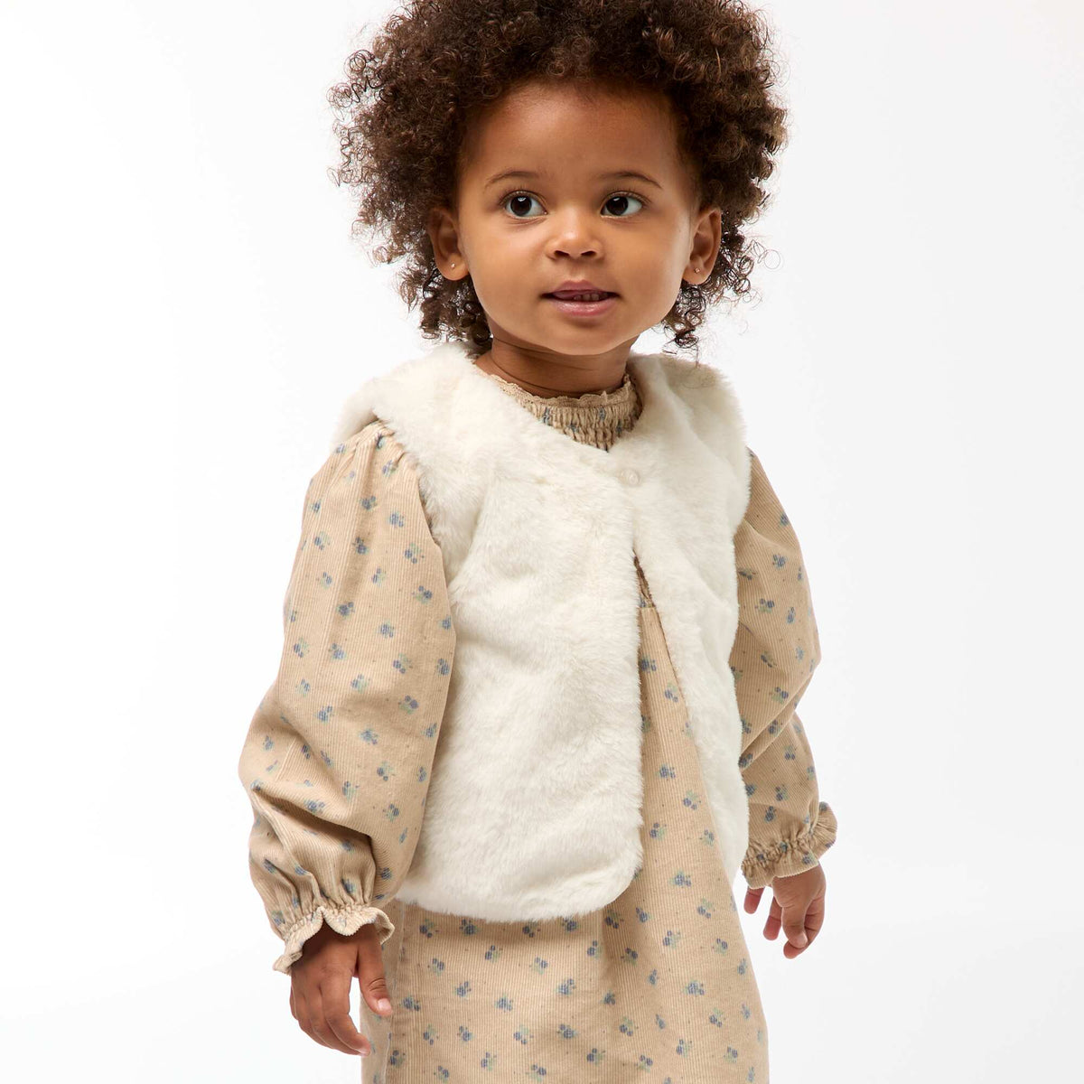 Gilet sans manches en fausse fourrure BLANC