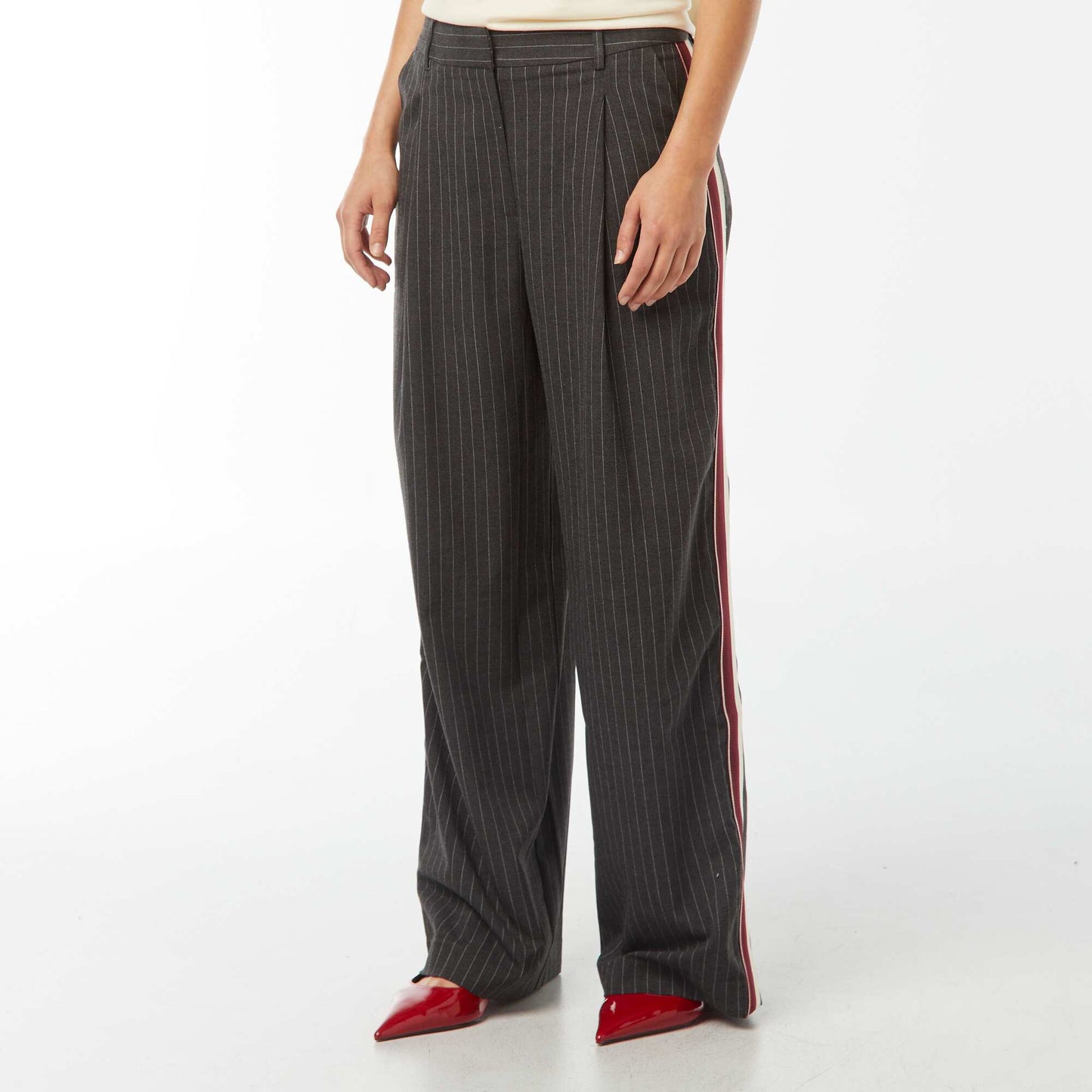 Pantalon city large GRIS RAYé