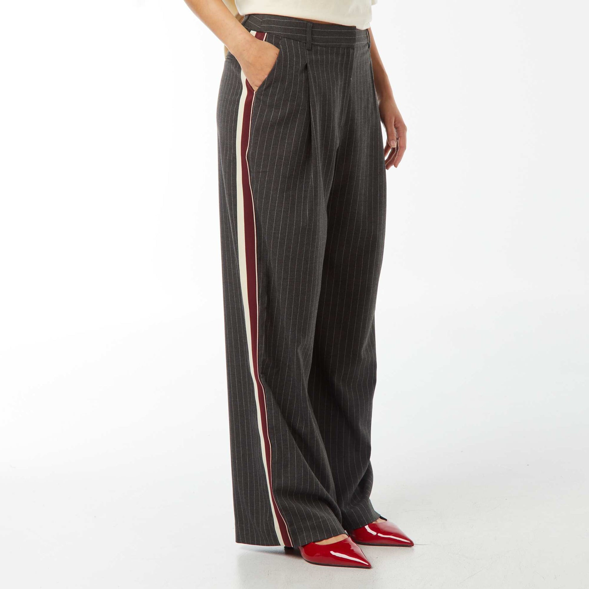 Pantalon city large GRIS RAYé