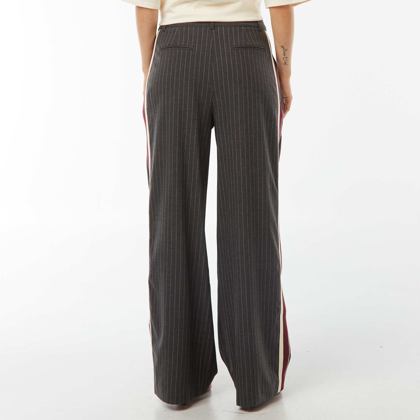 Pantalon city large GRIS RAYé