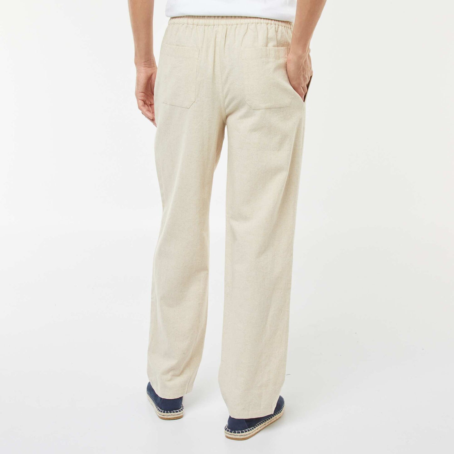Pantalon en lin mélangé coupe droite BEIGE