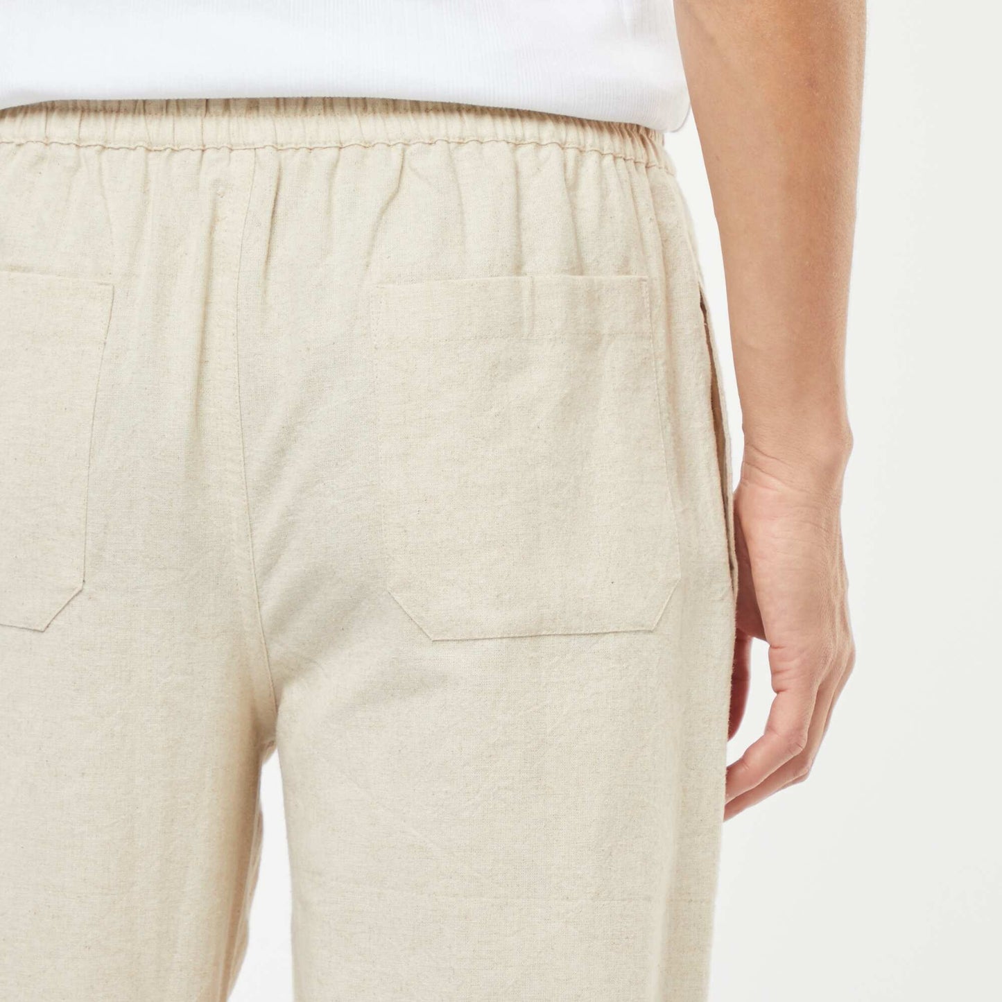 Pantalon en lin mélangé coupe droite BEIGE