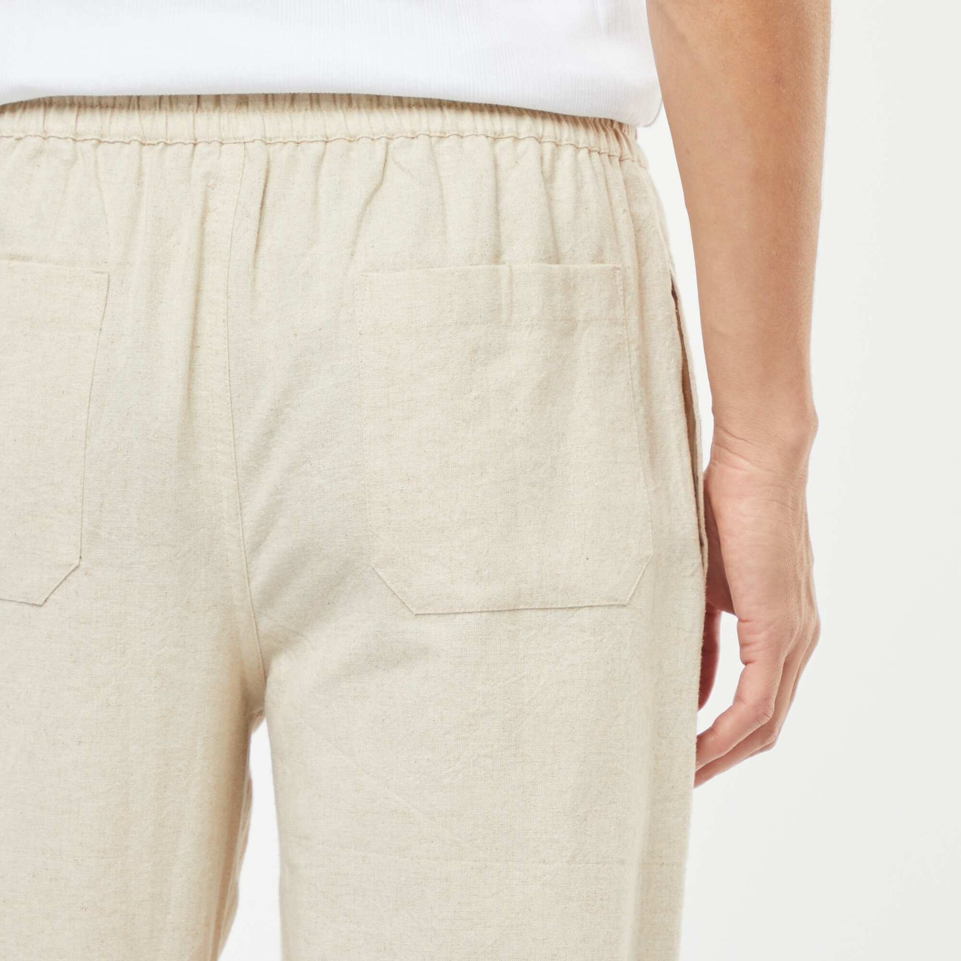 Pantalon en lin mélangé coupe droite BEIGE