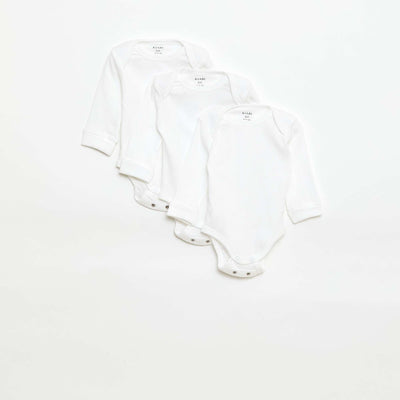 Lot de 3 bodies col US et manches longues BLANC