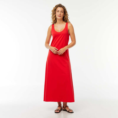 Robe débardeur longue ROUGE